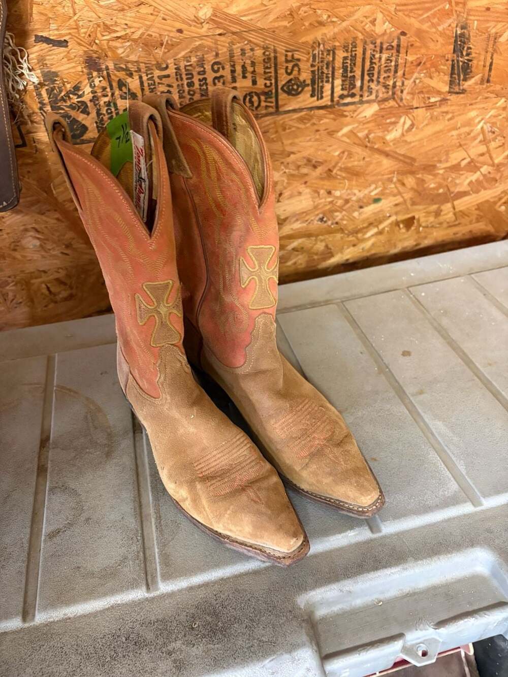 Tony Lama Cowboy Boots Size 7.5 Suede Western
